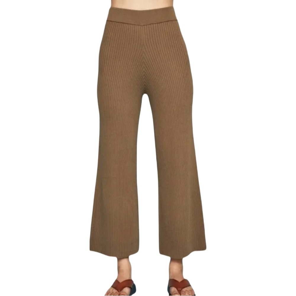 Carbon38 Ribbed Brown Wide Legged Pant Size Medium ⭐️